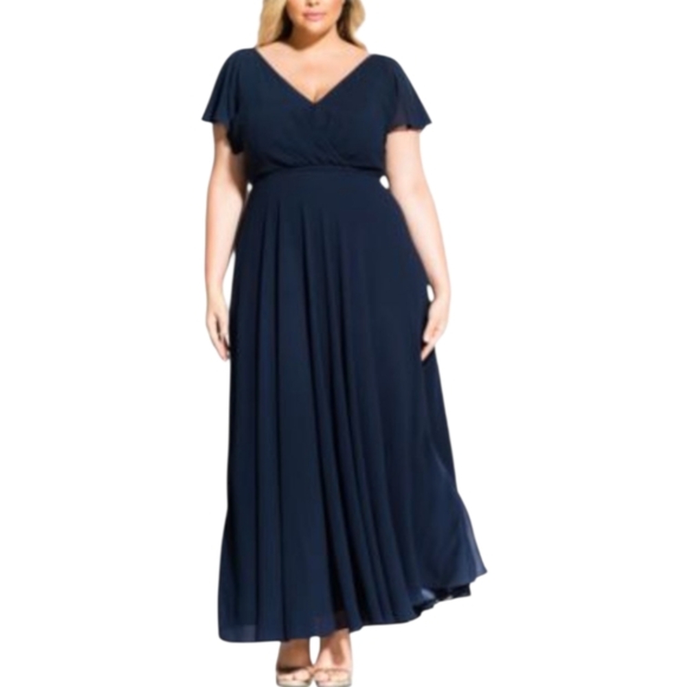City Chic sweet wishes maxi Formal Party dress Navy‎ Plus size 18 large new!!!